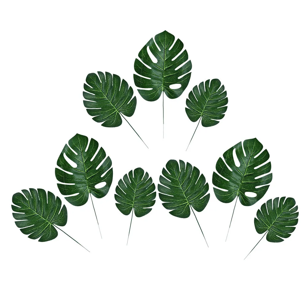 

36Pcs Turtle Back Leaf Artificial Green Leaves 3 Sizes Realistic Imitative Party Desktop Shelf Counter Decoration