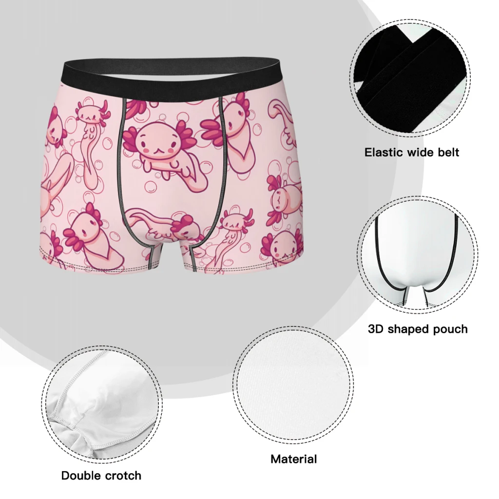 Kawaii Babies Cute Pink PatternAxolotl Underpants Breathbale Panties Male Underwear Comfortable Shorts Boxer