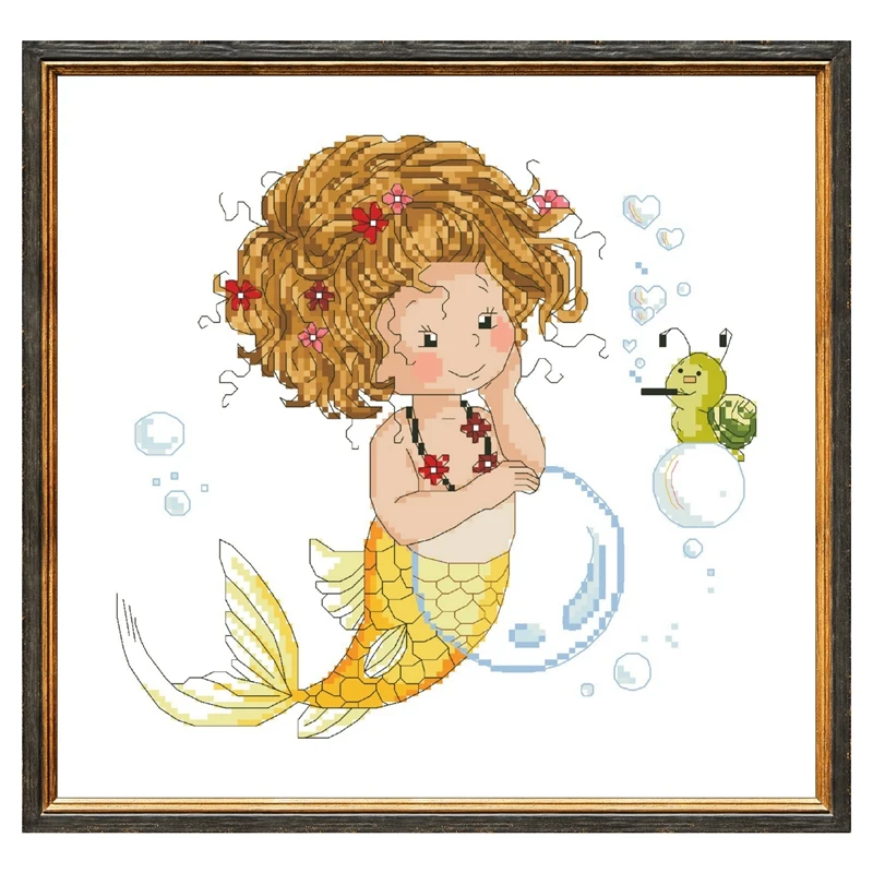 فقاعات الصابون عبر الابره مجموعات حزمة حورية البحر السلاحف 18ct 14ct 11ct القماش الحرير خيط القطن التطريز اليدوية #1