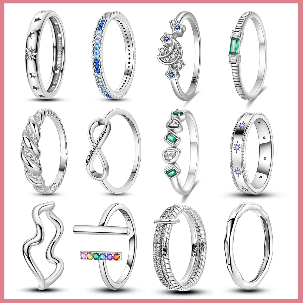 925 Sterling Silver Ring Origin Certified Zircon Minimalist Linear Ring for Women's Anniversary Exquisite Jewelry High-end Gift