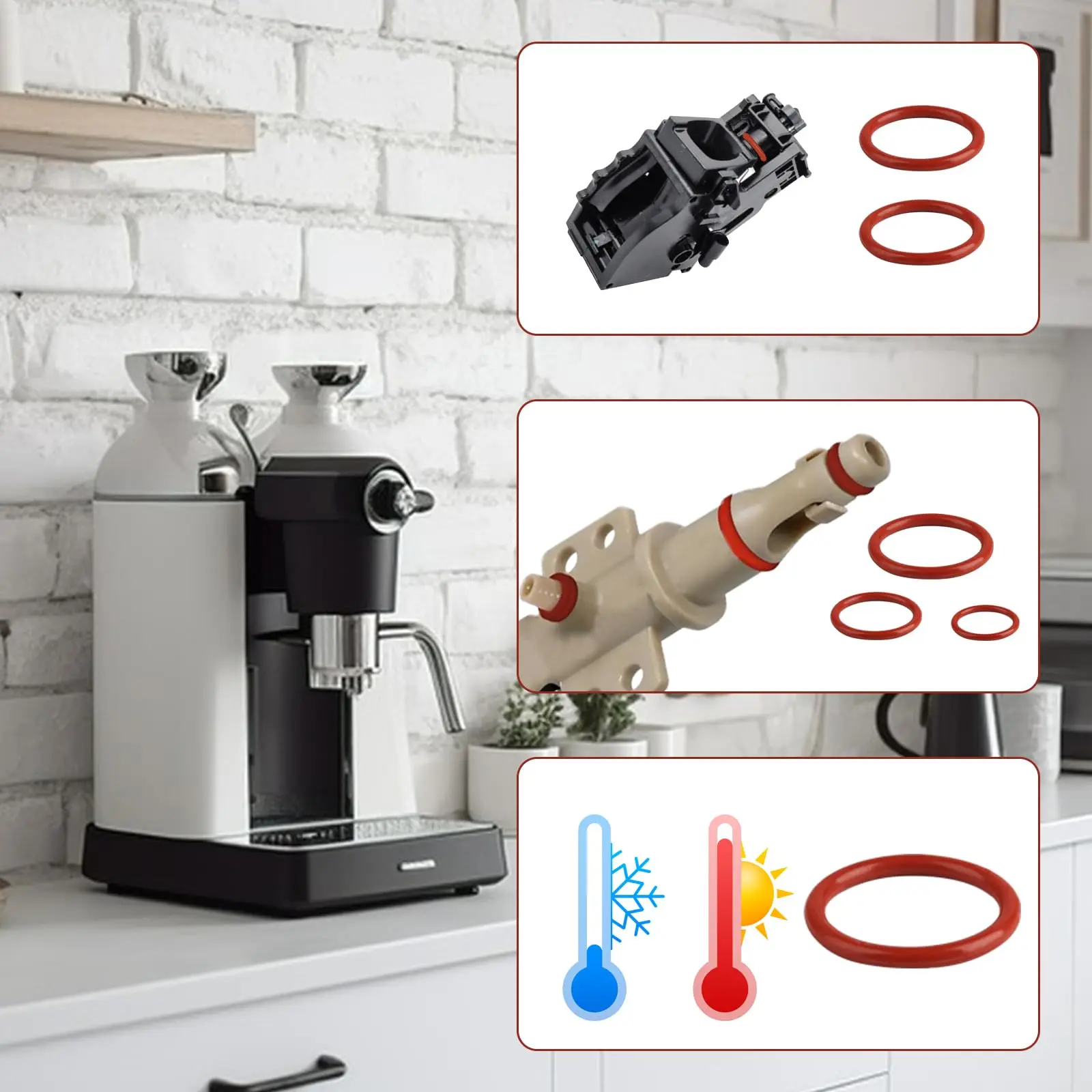 طقم ختم سيليكون مكون من 75 قطعة لماكينات القهوة فيليبس/سايكو/جاجيا/سبيديم - مجموعة تخمير وحلقات على شكل حرف O للصمام #4