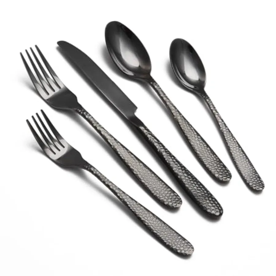 

Набор столовых приборов из 40 предметов из черной кованой нержавеющей стали для 8 персон, пищевой, с зеркальной полировкой, для дома и ресторанов