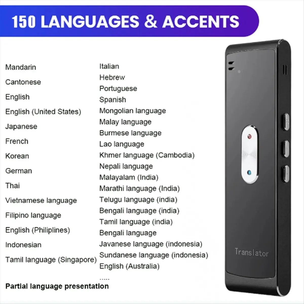 New Wireless Translator Bluetooth Tranlate Device with Microphone 4 Modes Support 144 Languages Real-Time Translation