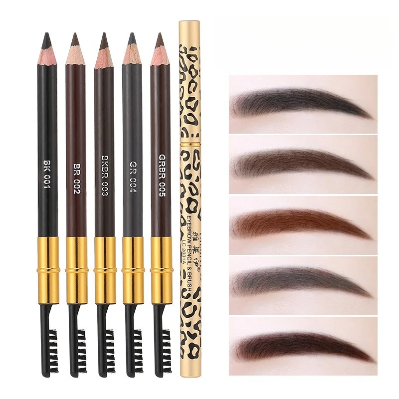 Lasting Color Double Head Eyebrow Pencil with Brush Waterproof Brow Tattoo Tint Liner Pen Waterproof Eyebrow Enhancers Cosmetics