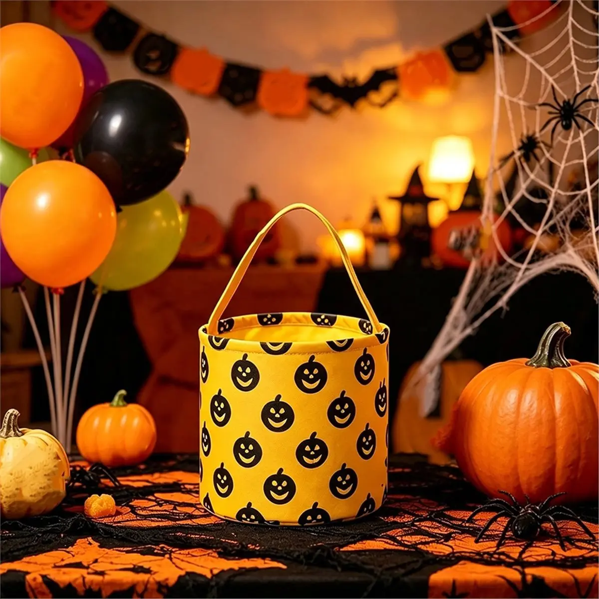 Halloween Decor Basket - Cotton Rope Pumpkin Basket for Candy, Gifts, and Seasonal Fun A