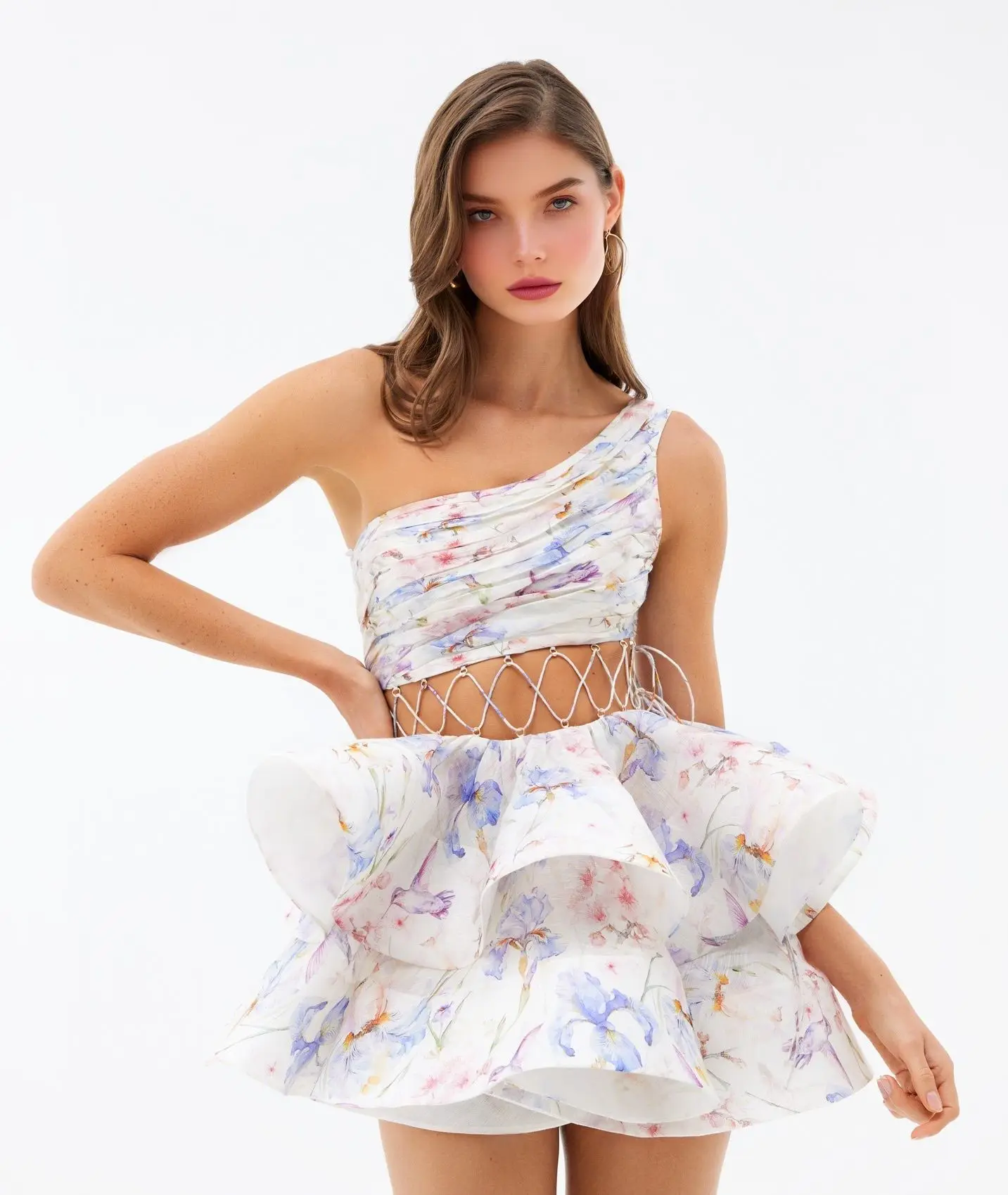 Women Sexy Print V-neck Mini Dress Fashion Summer Floral Camis Short Dresses Silm Fit Fairy Shirt Coquette Casual Y2k Clothes