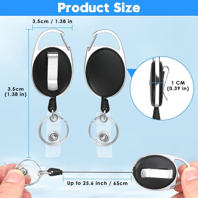 Zinc Alloy Plastic Badge Reel Retractable Working Permit Clip Easy To Pull ID Card Tag Clips Badge Reels Anti-lost Keychain