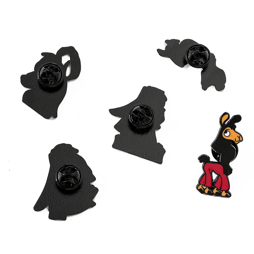 5Pcs Anime The Emperor's New Groove Brooch Set Creative Kuzco Enamel Lapel Badge Backpack Shirt Clothing Pin Jewelry Accessories