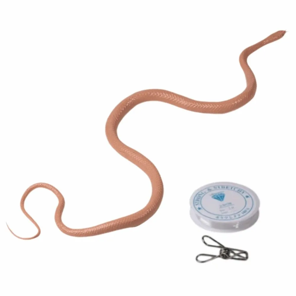 Realistic Simulation Snake S-Shaped Soft Prank Snake Toy with String Clip Lifelike Model Fake Snake Home Ornament