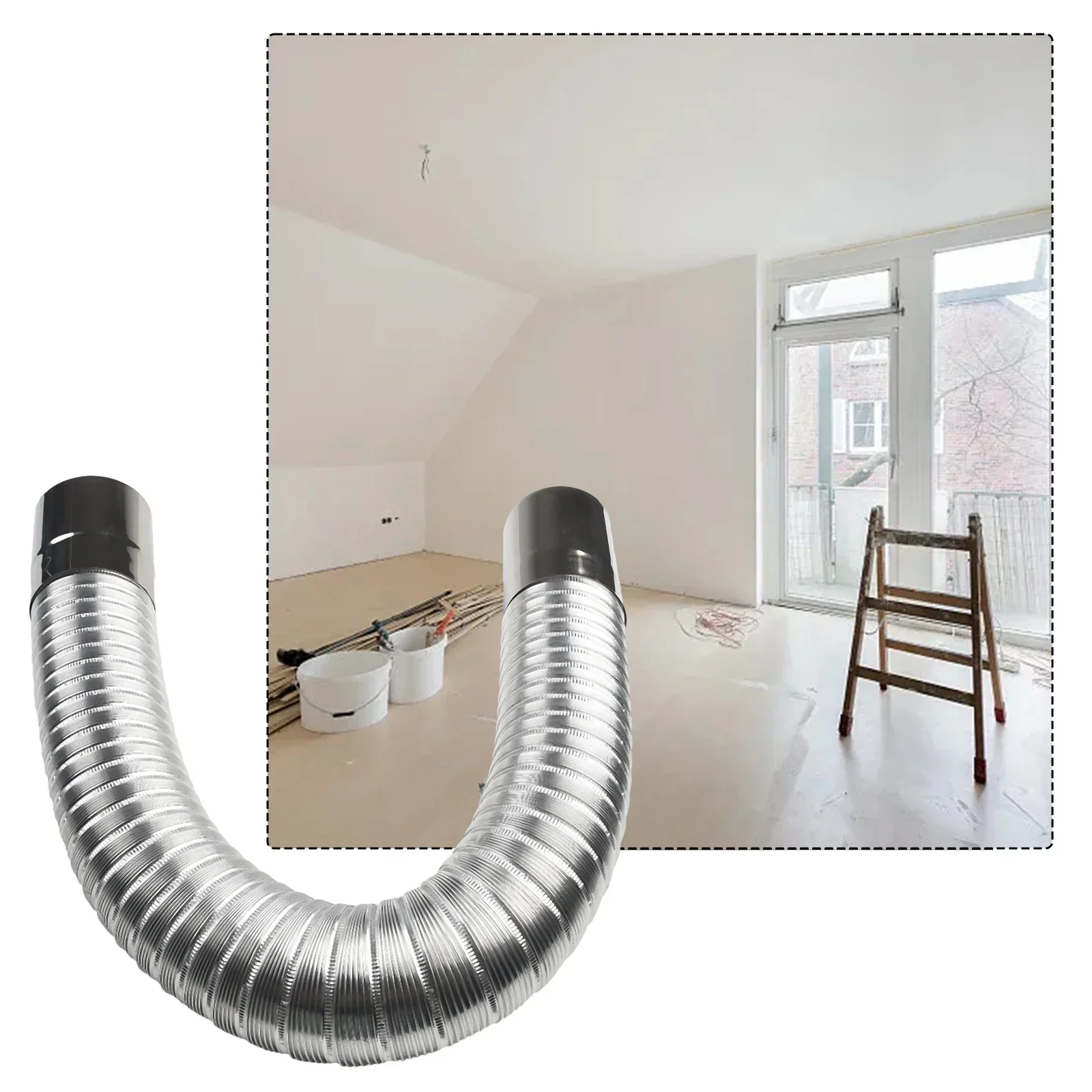 Bendable Stainless Steel Elbow Chimney Liner Bend Extendable From 0 65 1 5 Meters For Wood Stove Pipe Stretching