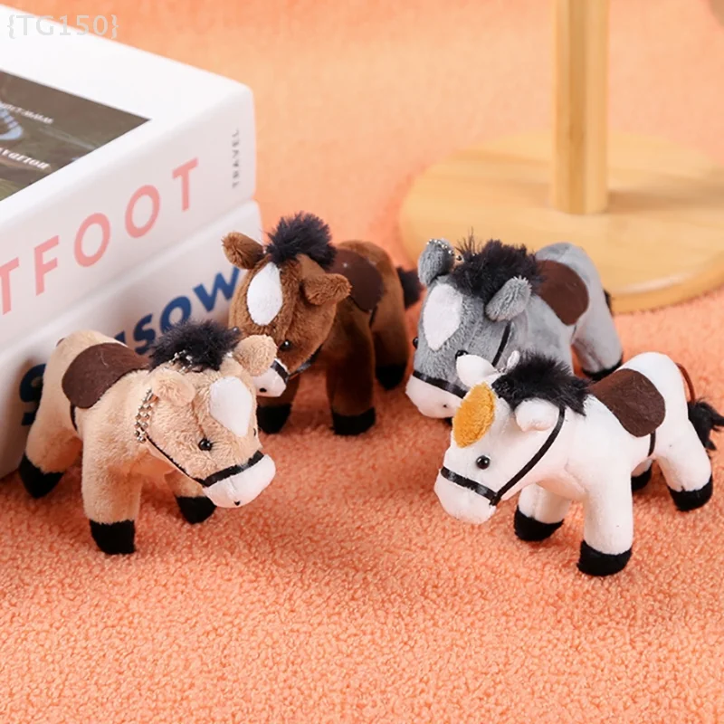 Long-Haired Pony Pendant Keychain, Soft Brown Plush Horse Doll for Girls Bag & Purse Accessories