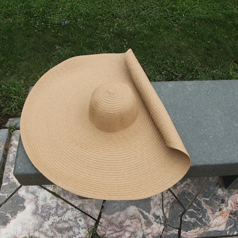 Foldable Giant Women Oversized Hat 70cm Diameter Huge Brim Floppy Summer Sun Beach Straw Hats A601 Military Hat