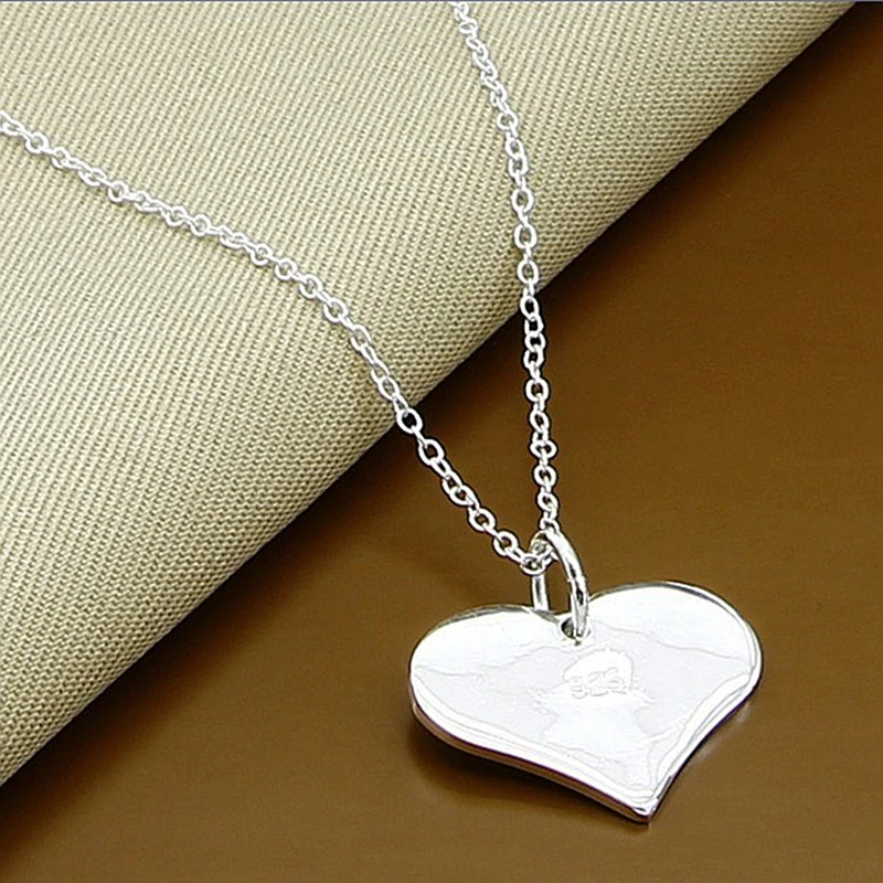 

925 Sterling Silver Delicate Heart Pendant Necklace Women Gift Wedding Accessories Elegant Party