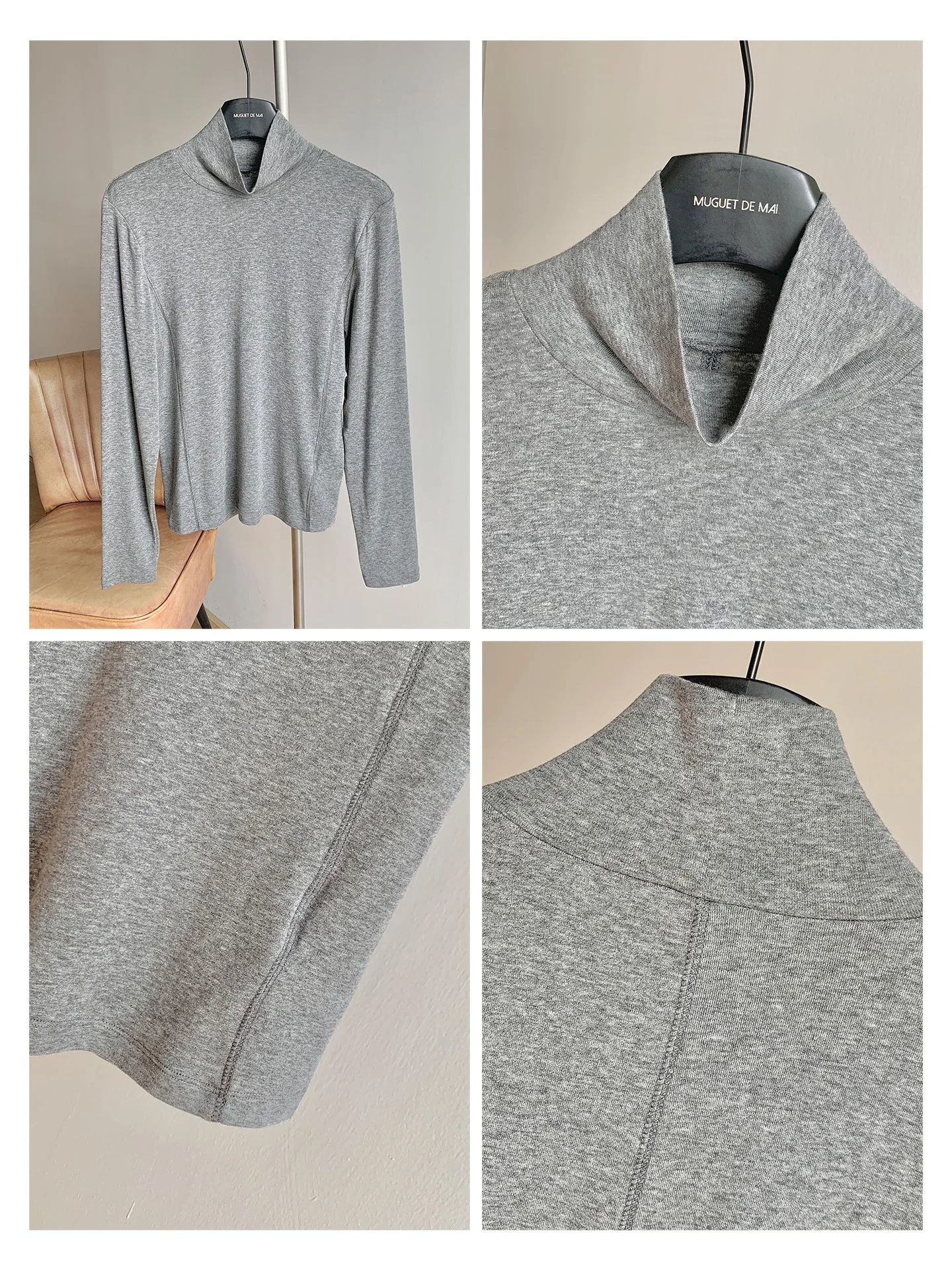 

Tang Youyou Silk Wool High Ne Knitted Long Sve Women's Base Layer irt Simple Sle Versatile Top Polyester Fiber