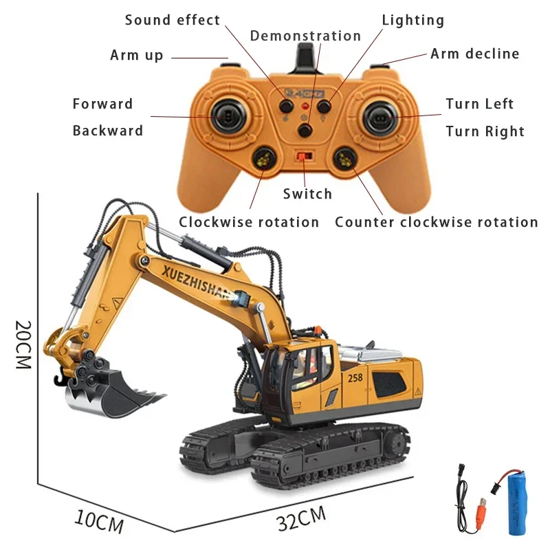 Rc Excavator Forklift Electric Bulldozer Dump Truck 4WD Remote Control Cars Engineering Vehicle Kids Toy for Boys Children Gifts