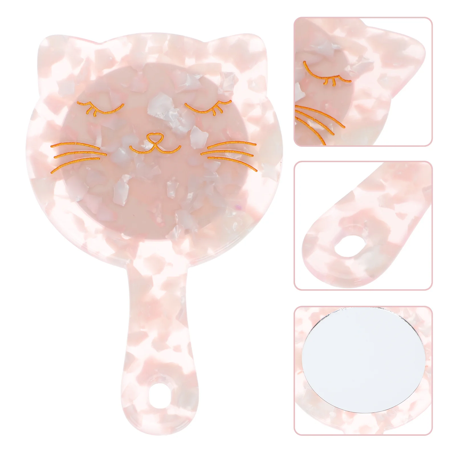 1 قطعة مرآة محمولة بتصميم مريح مرآة مكياج محمولة مع ملحقات مكياج سطحية عالية الوضوح