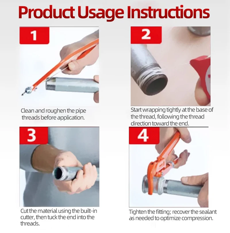 حبل ختم الأنابيب المعدنية L55، سلك ختم ملولب، ملحقات المطبخ والحمام، شريط نانو لختم الأنابيب، سباكة PTFE ميتا