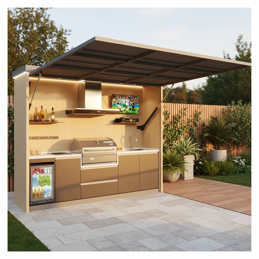 

Элитный алюминиевый модульный кухонный остров для улицы с грилем и защитой от ржавчины, комплект шкафов для патио, сада, террасы, двора