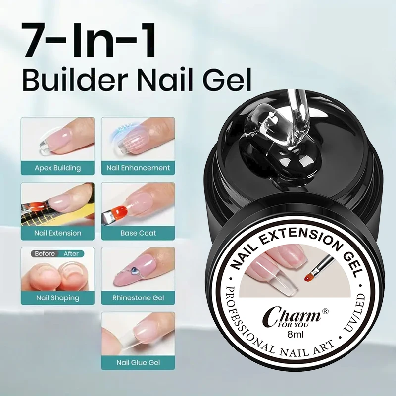 All in One Nail Gel Press On Glue Extension Builder Sculpting Gel Self Leveling High Hardness No Wipe Professional Salon DIY