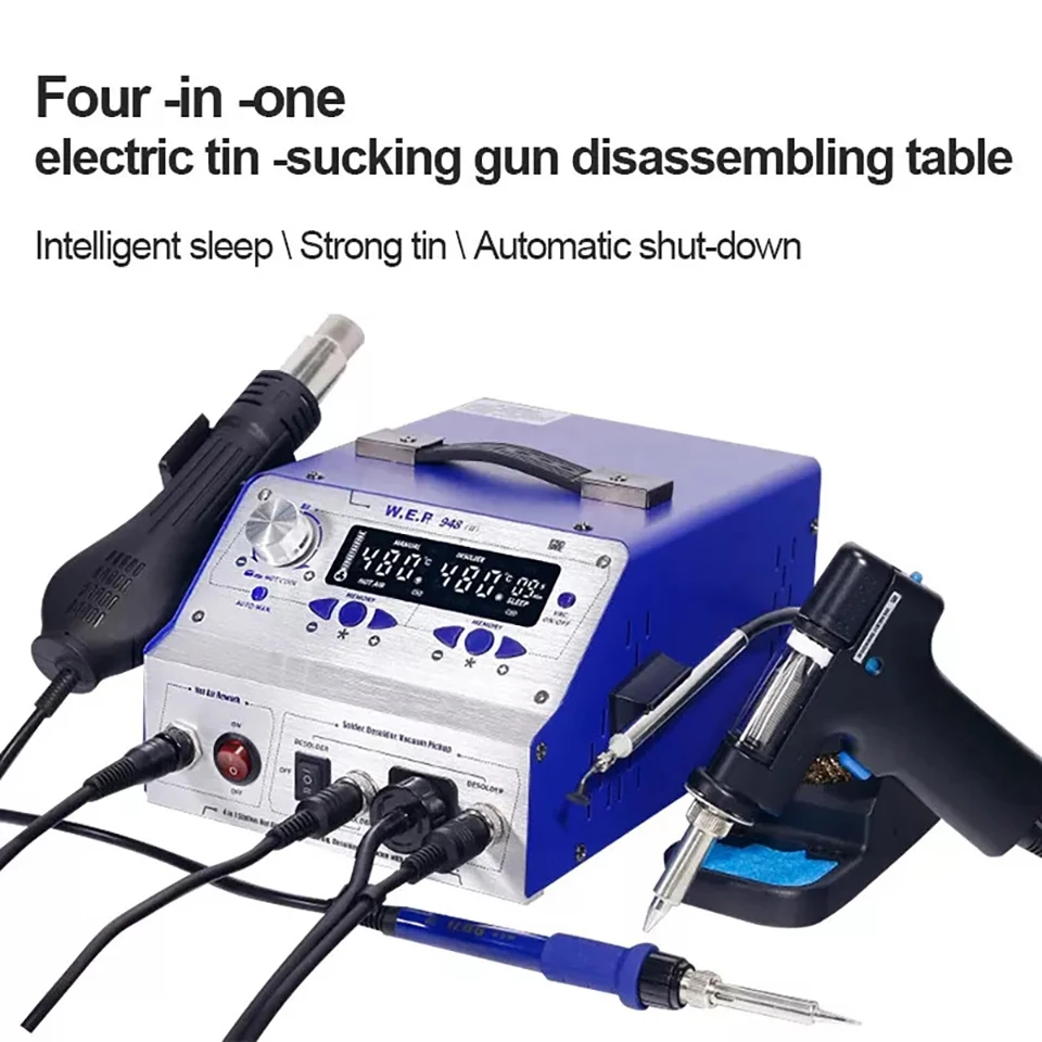 

948-II Suction Tin Gun Desoldering Station Hot Air Gun Soldering Iron Suction Pen 4 IN 1 Intelligent Soldering Station