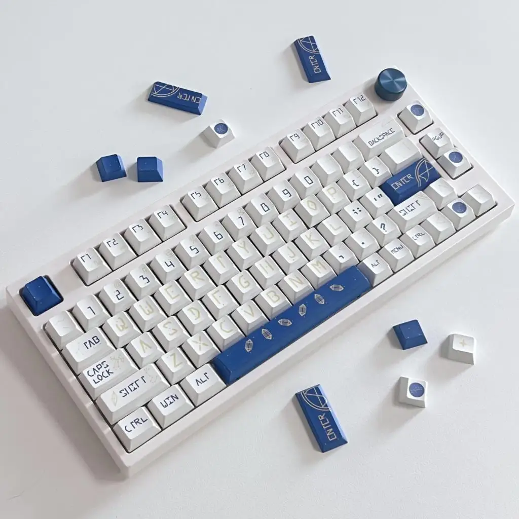 132 Keys Constellation Cherry Profile PBT Keycaps For MX Switch Mechanical Keyboard Dye Sublimation Blue White Key caps Custom