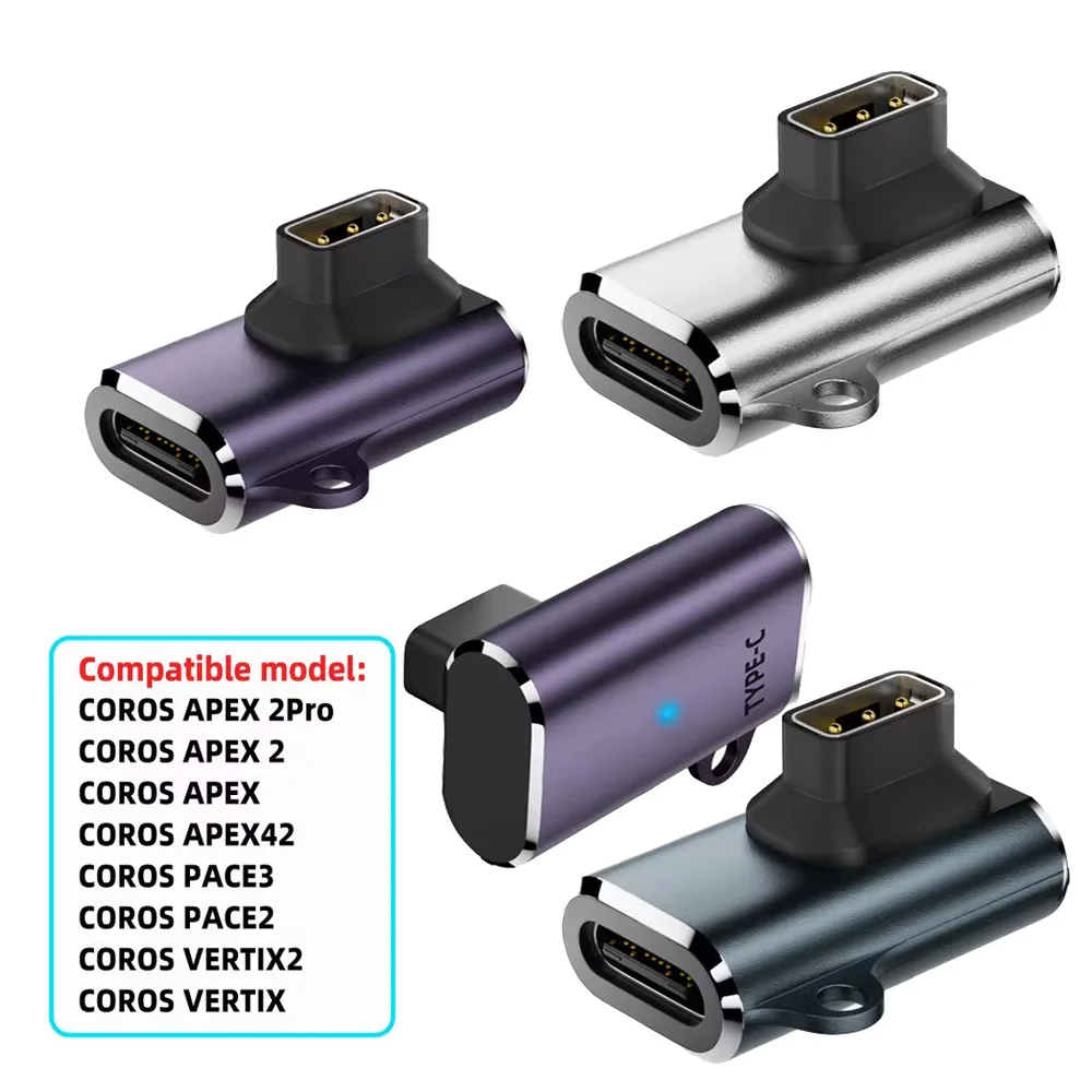 Charging Adapter For Coros Pace 2/3 Apex/Apex 2/Pro Vertix/Vertix 2 Smartwatch Charger Connector with LED Indicator