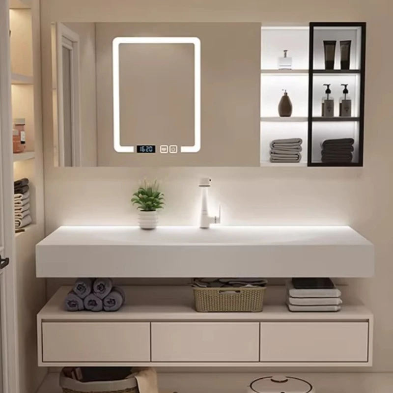 #Home Modern integrated wash basin combined bathroom cabinet washstand organizer closet cabinets Crack vanity storage furniture