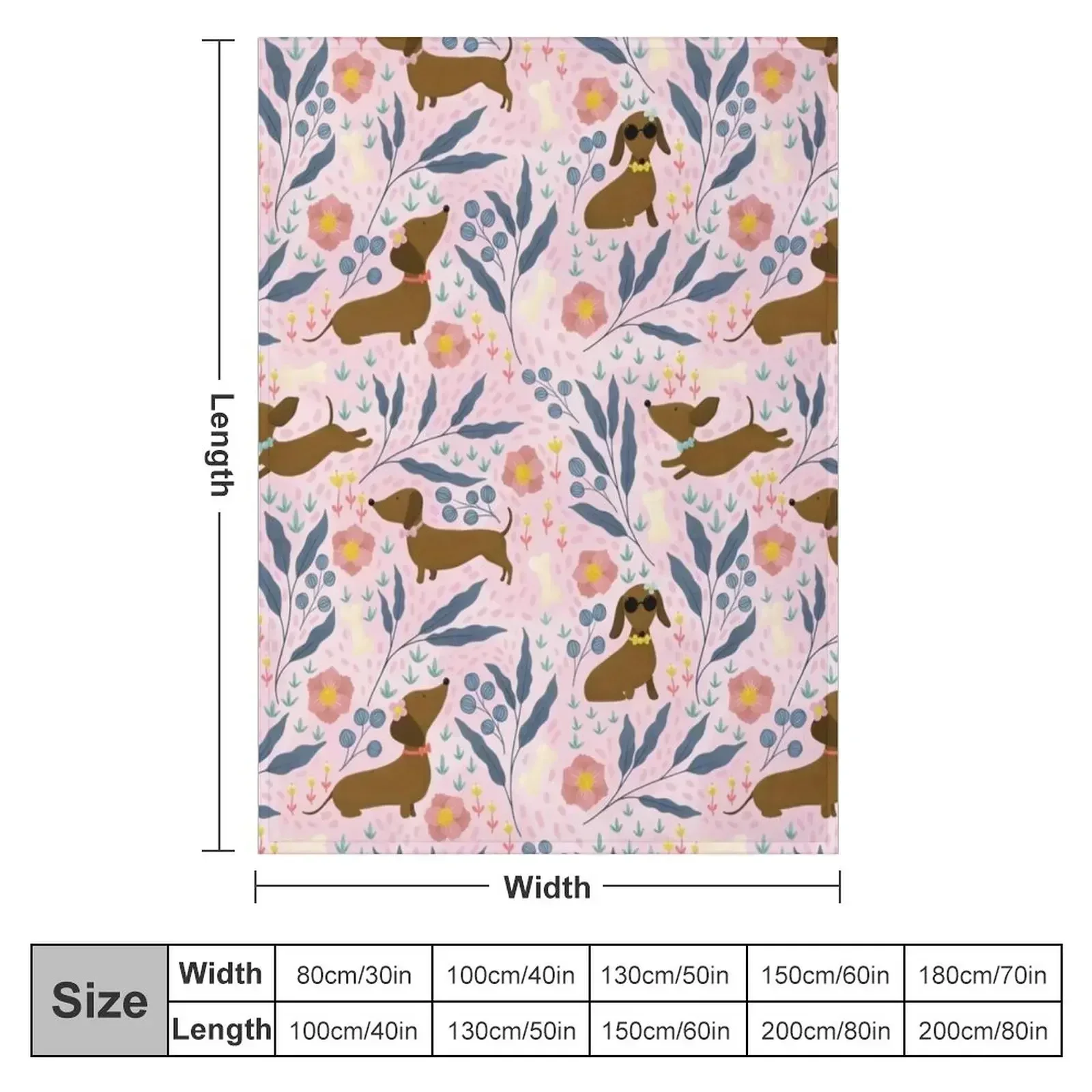 Floral Sausage Dogs Throw Blanket Travel Decorative Throw bed plaid sofa bed manga Furry Blankets