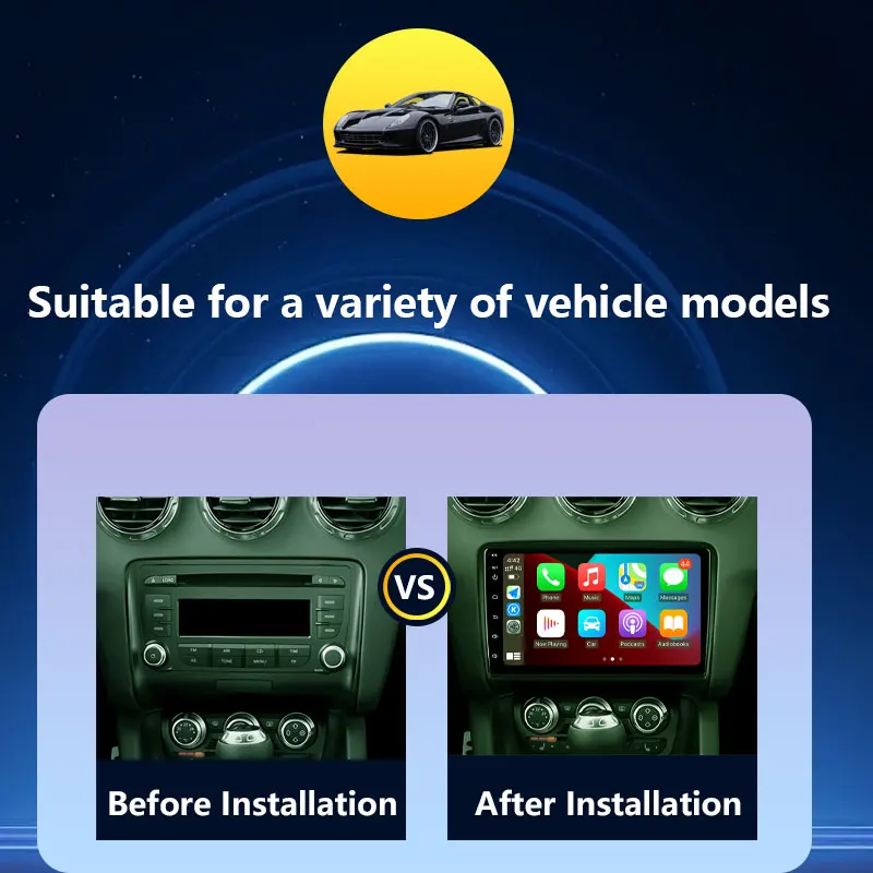 Car Radio Video Audio Multimedia Player for Audi TT MK2 8J 2006 - 2014 Wireless CarPlay DSP Stereo GPS Navi Split Screen BT WiFi