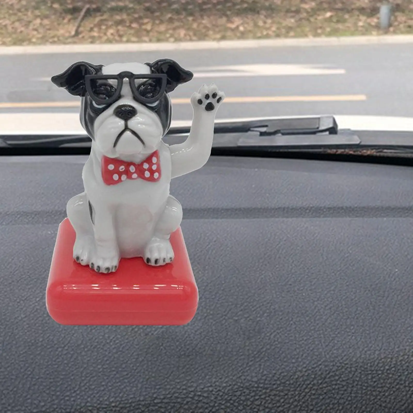 Car Dashboard Ornament Lucky Dog Accessories Solar Power Toy Shaking Head Car Decoration Bobble Head Toy for Vehicle Decoration