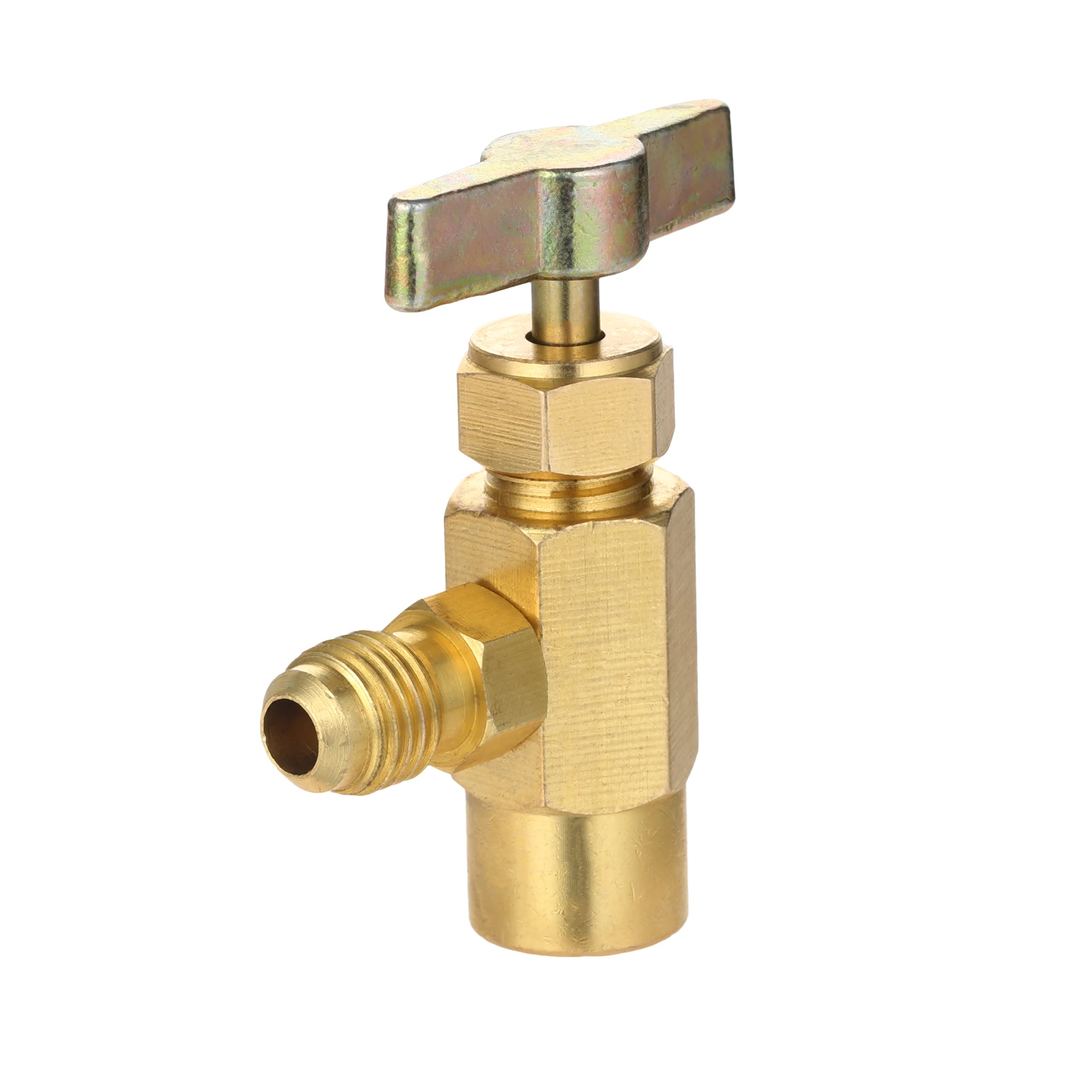 1Pc R-1234yf Can Tap Brass 1/2 ACME LH To 1/4 SAE Connection For R12 R22 Refrigerant Charging Hose Air-conditioning Installation