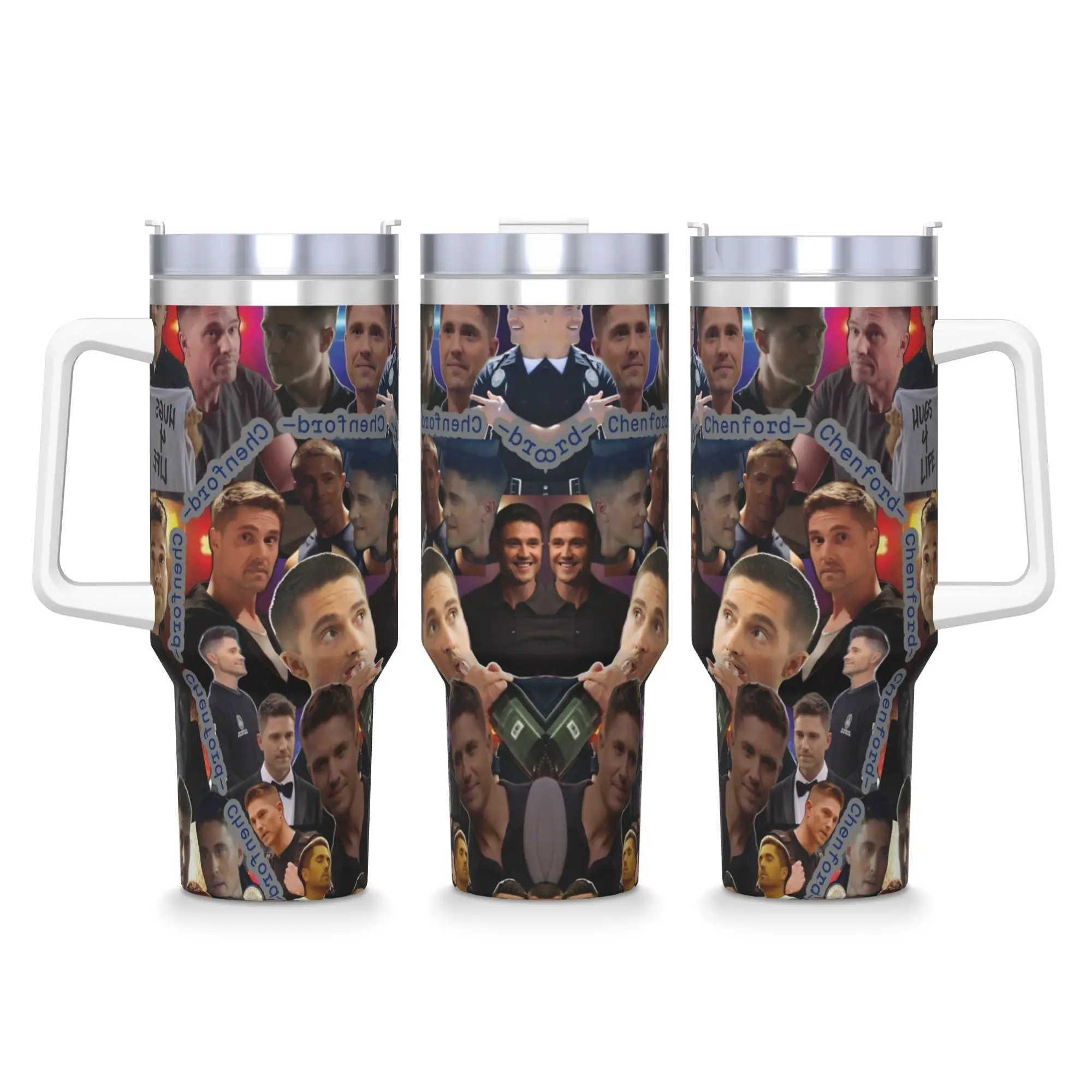 

Tim Bradford Stainless Steel Tumbler TV Driving Thermal Cups With Straws and Lid 40oz Car Mugs Cold and Hot Water Bottle