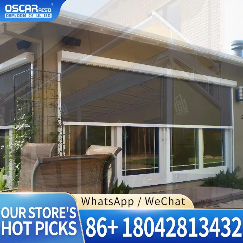 

Outdoor PVC Roller Blinds Clear Weather Proof Vertical Opening Windproof With Plastic Frame for Glasshouse Modern Design Rolling