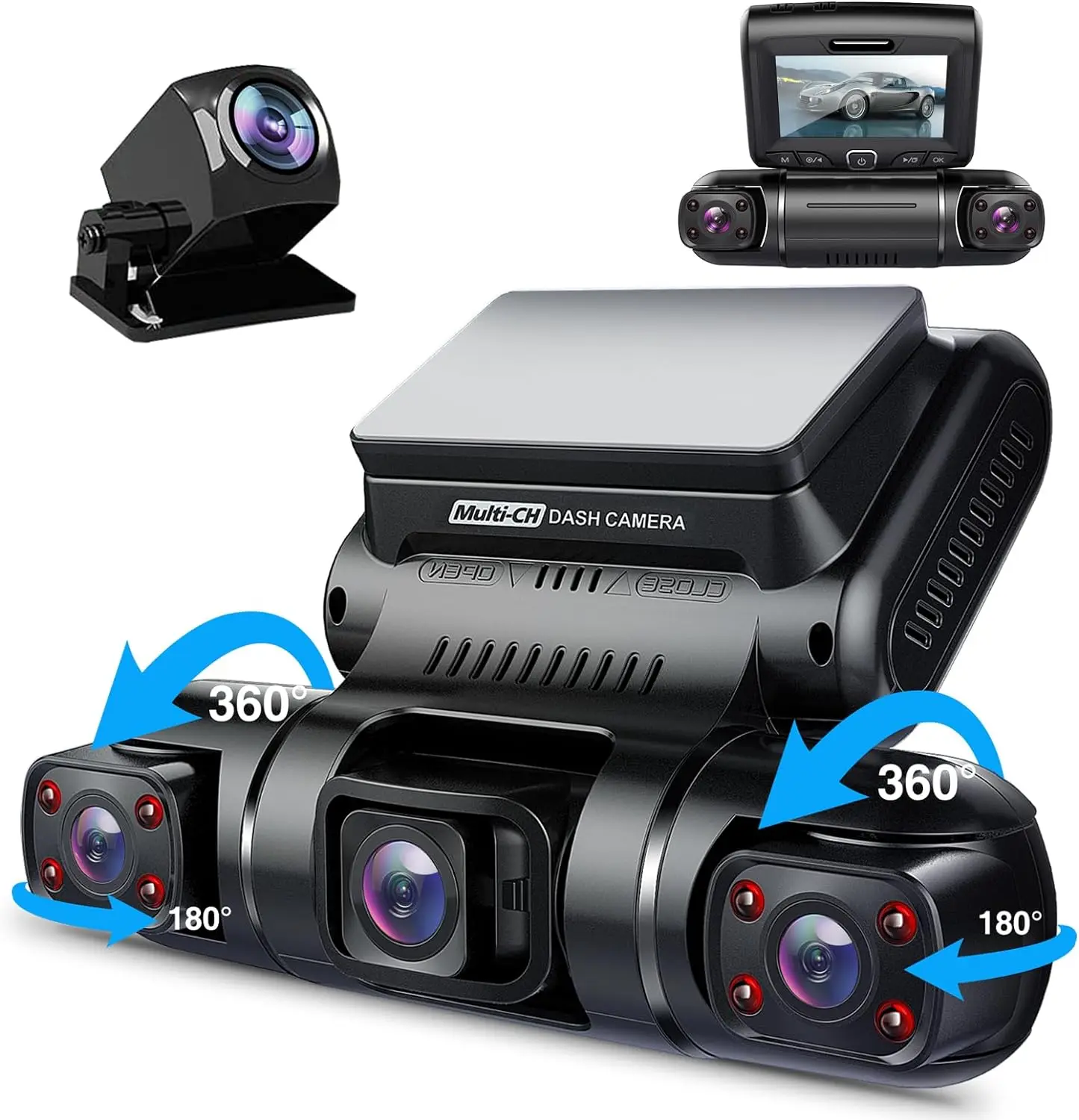 4 Channel Dashcam 1080P*4 Camera 360˚View Recorder 8 Infrared Light Super Night Visioncar  WIFI/WDR 24/7 All-Weather Monitor