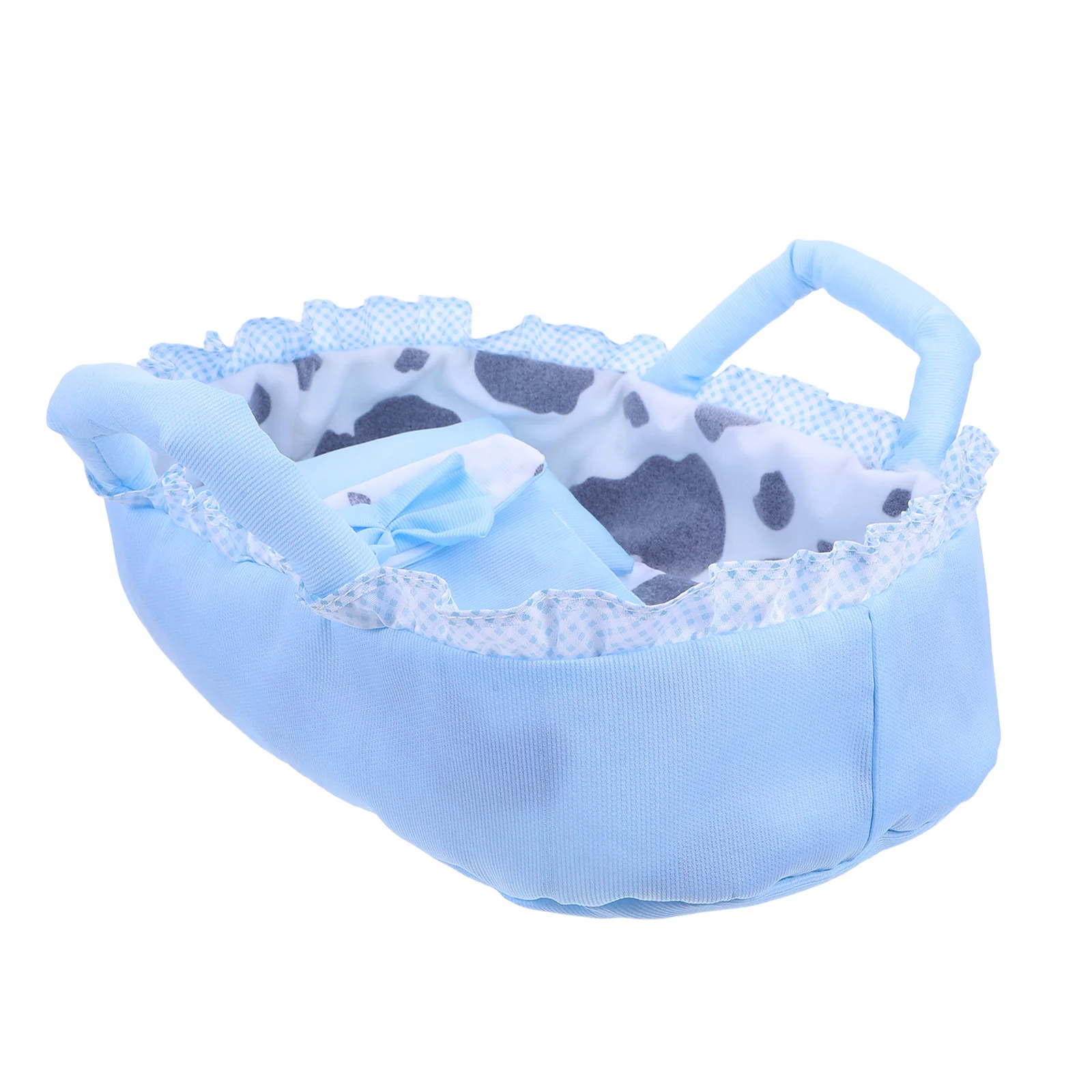 

Baby Bassinet Crib Carrier for 35Cm Baby Reborn Cradle Bed Pillow Blanket Portable Handheld Dollhouse Nursery Scene Pretend Play