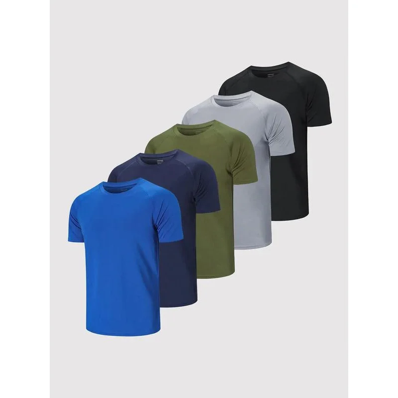 Heren Effen Ronde Ne Raglan Mouwen Lente Voetbal Jersey, Qui Drogen Ademend T-Shirt, Casual Tee-Tops Voor Gymtraining