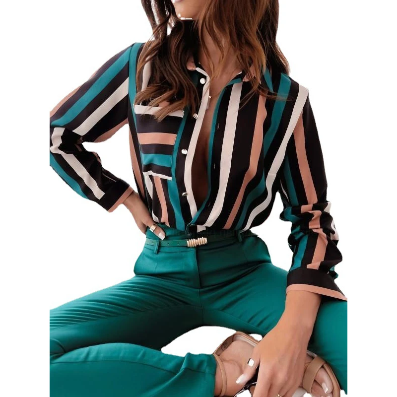 الربيع الصيف الأزهار طباعة طويلة Sve المرأة irt 2023 جديد Sle البوليستر مطاطا الألياف عبر الحدود Faion بلوزة للسيدات