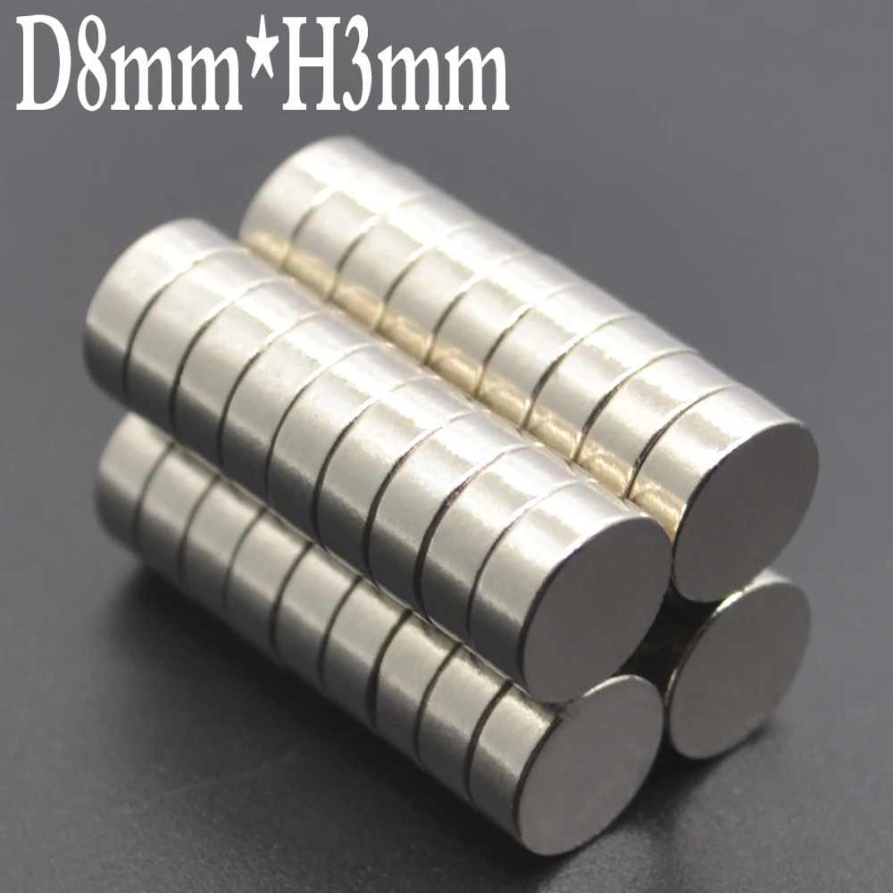 1000Pcs 8x3 mm Super Powerful Strong Bulk Round NdFeB Neodymium Disc Magnets Dia N35 Rare Earth Magnet 8*3 mm