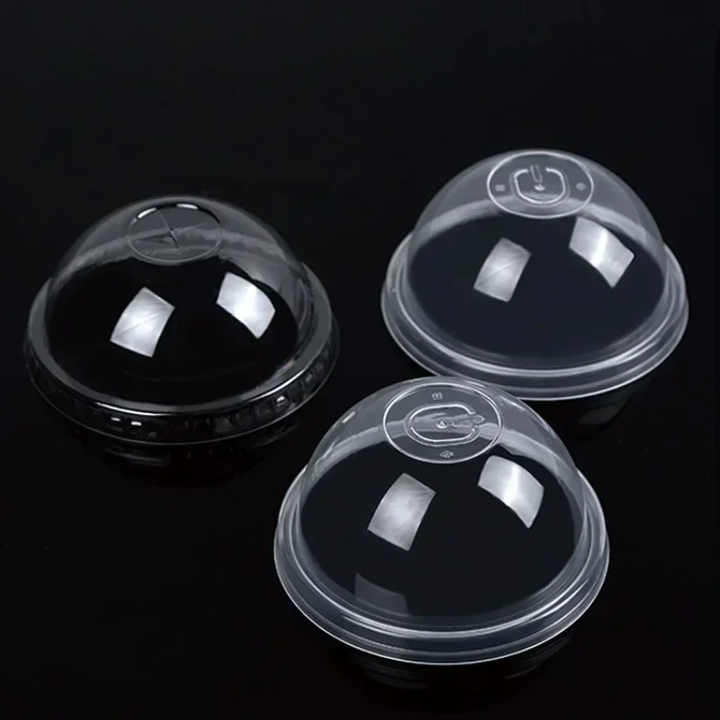 

90 Caliber Spherical Milk Tea Cup Lid Thickening Half Circle Transparent Plastic Lids Coffee Drinks Take-out Food Pack Cup Cover