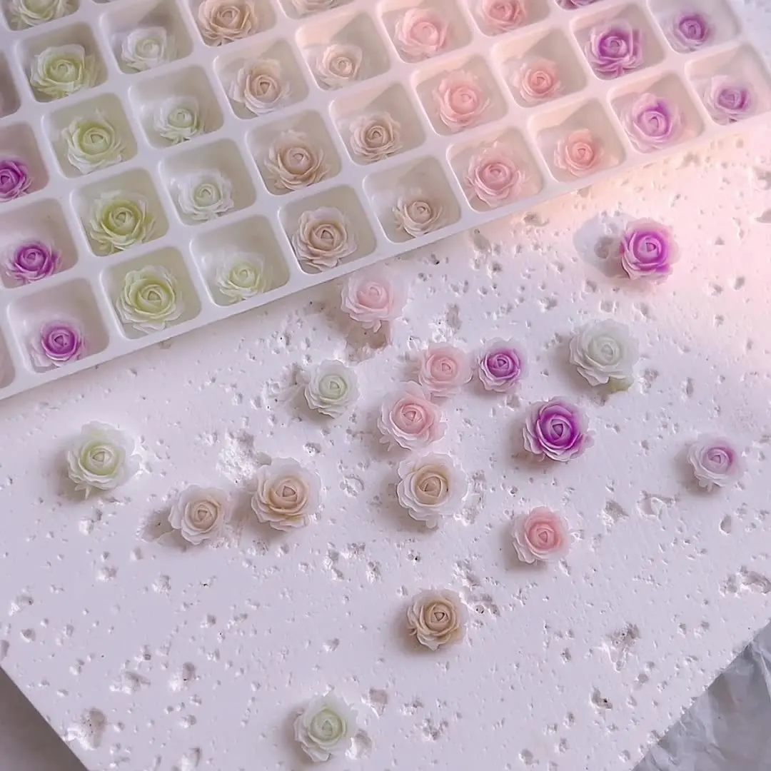 50pcs explosion luminous camellia nail charms jewelry new dried rose nail accessories wholesale