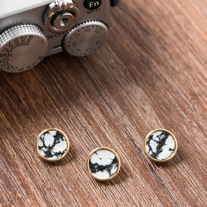Camera Shutter Release Button Brass + Leather Concave Button for Fujifilm XPRO3 X100FV XT4 2030XE4 Leica M10P