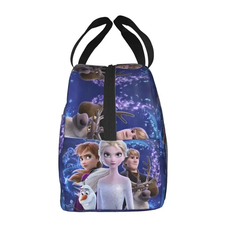 Cartoon Frozen Princess Insulated Lunch Box for Women Portable Thermal Cooler Lunch Bag Food Picnic Container Tote Bags