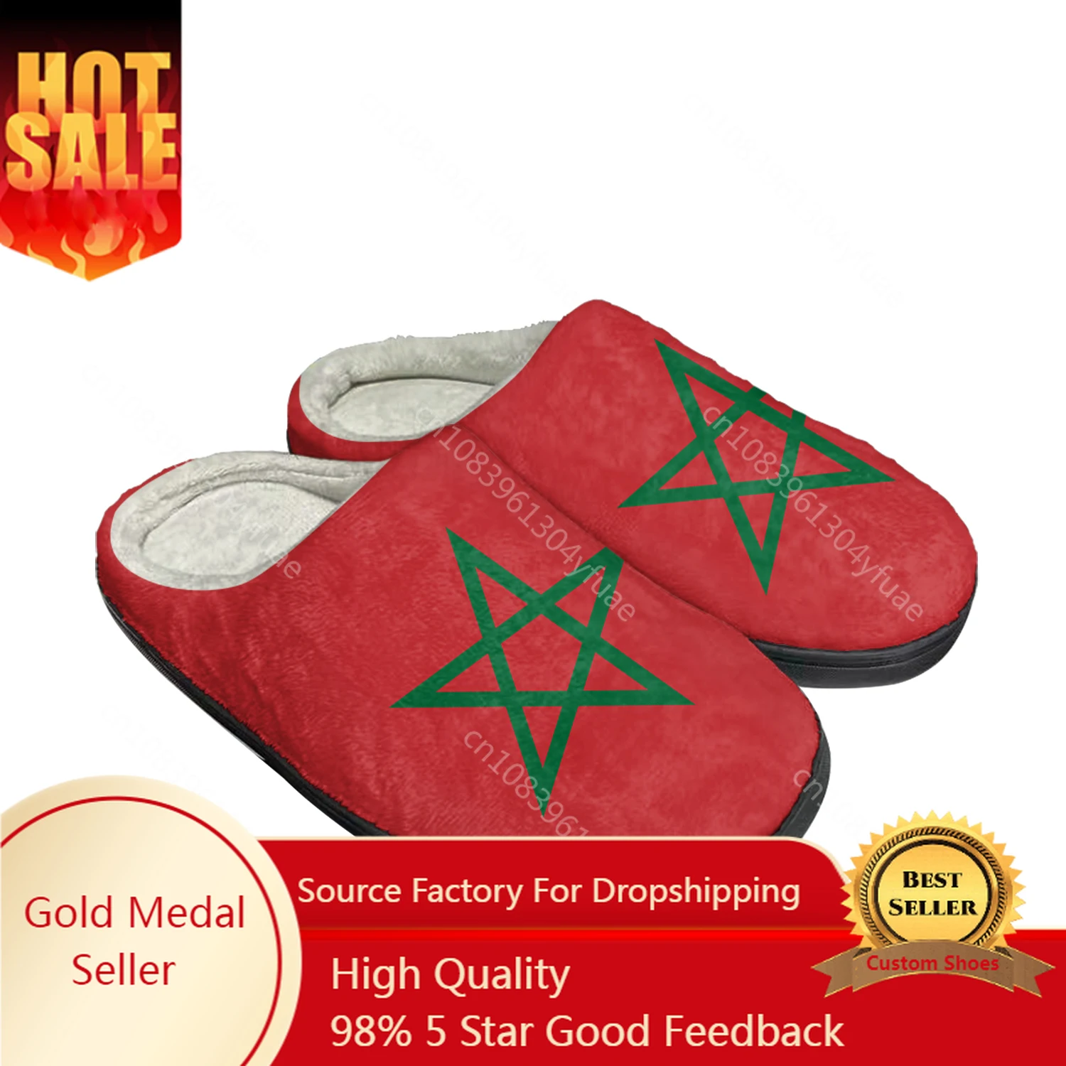 

Hot Moroccan Flag Home Cotton Custom Slippers Mens Womens Sandals Morocco Plush Bedroom Casual Keep Warm Shoes Thermal Slipper