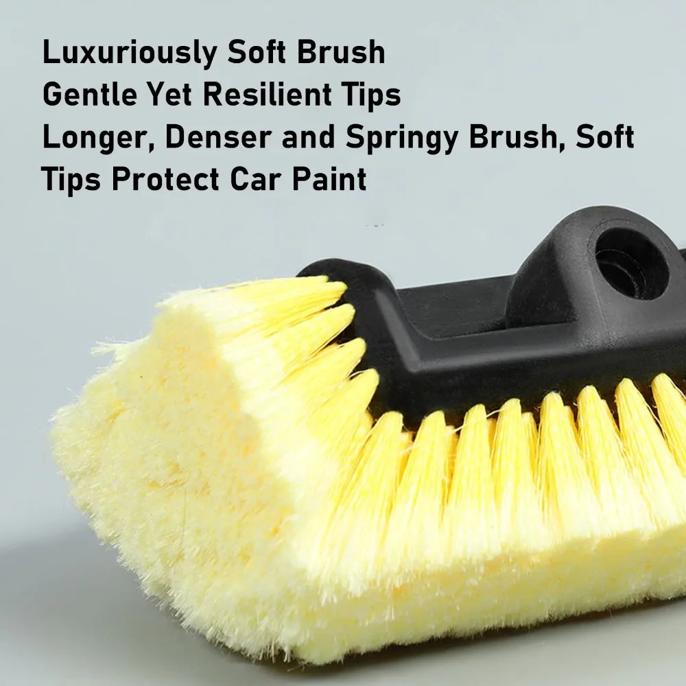 2pcs 5 Sided Cleaning Car Wash Brush Head Yellow Scratch Free Exterior Cleaning Brush Car Scrub Brush Attachment