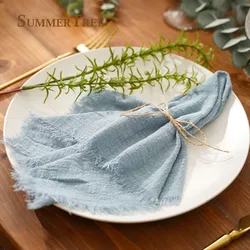 20pcs Retro Napkins 42x42cm Rustic Table Decoration Cotton Gauze Hanky Tea Towel Dining Place Mats Wedding Restaurant Supplies