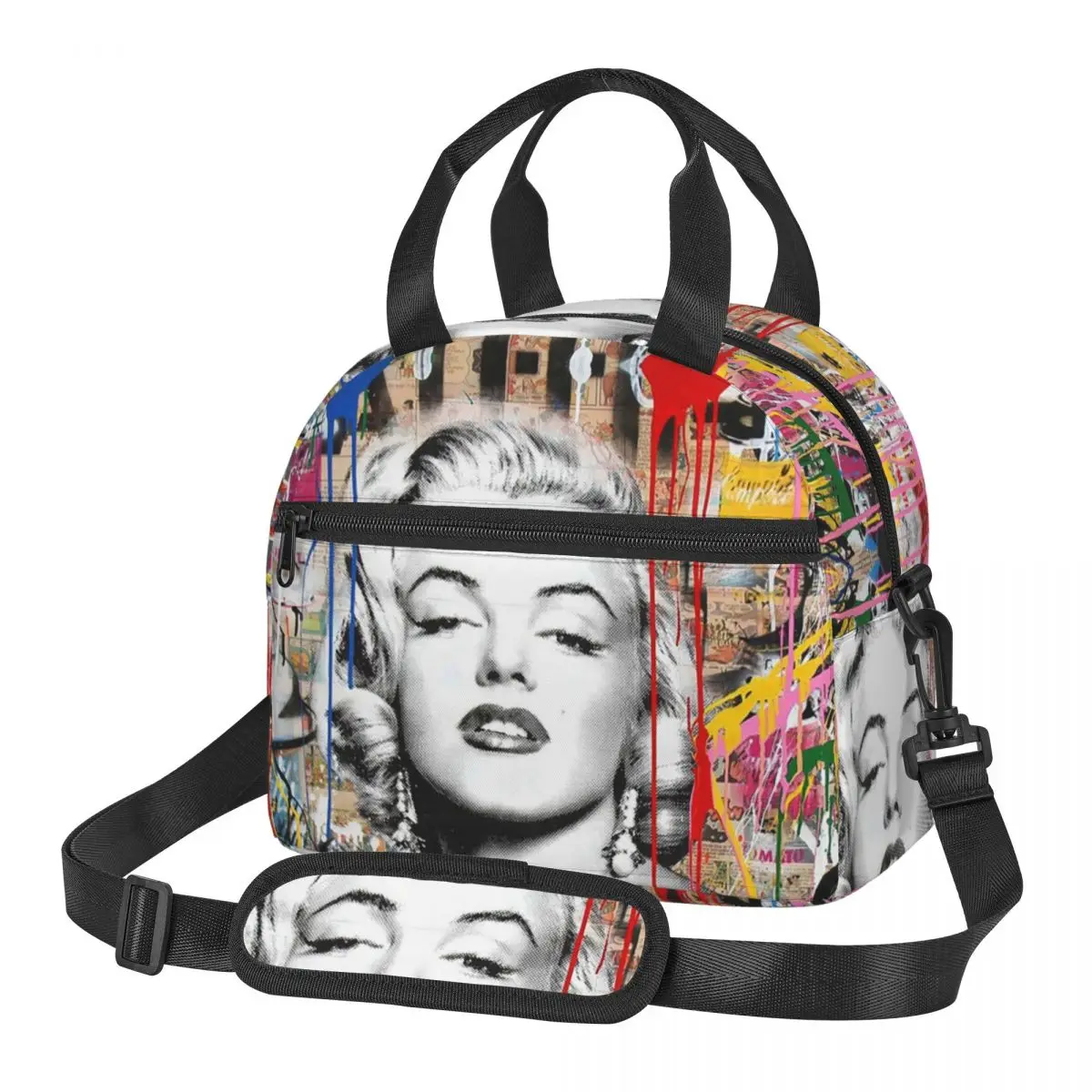 Marilyn Monroe Colorful Pop Mashup Banksy Lunch Bags Bento Box Portable Lunch Tote Picnic Bags Cooler Bag for Woman Kids