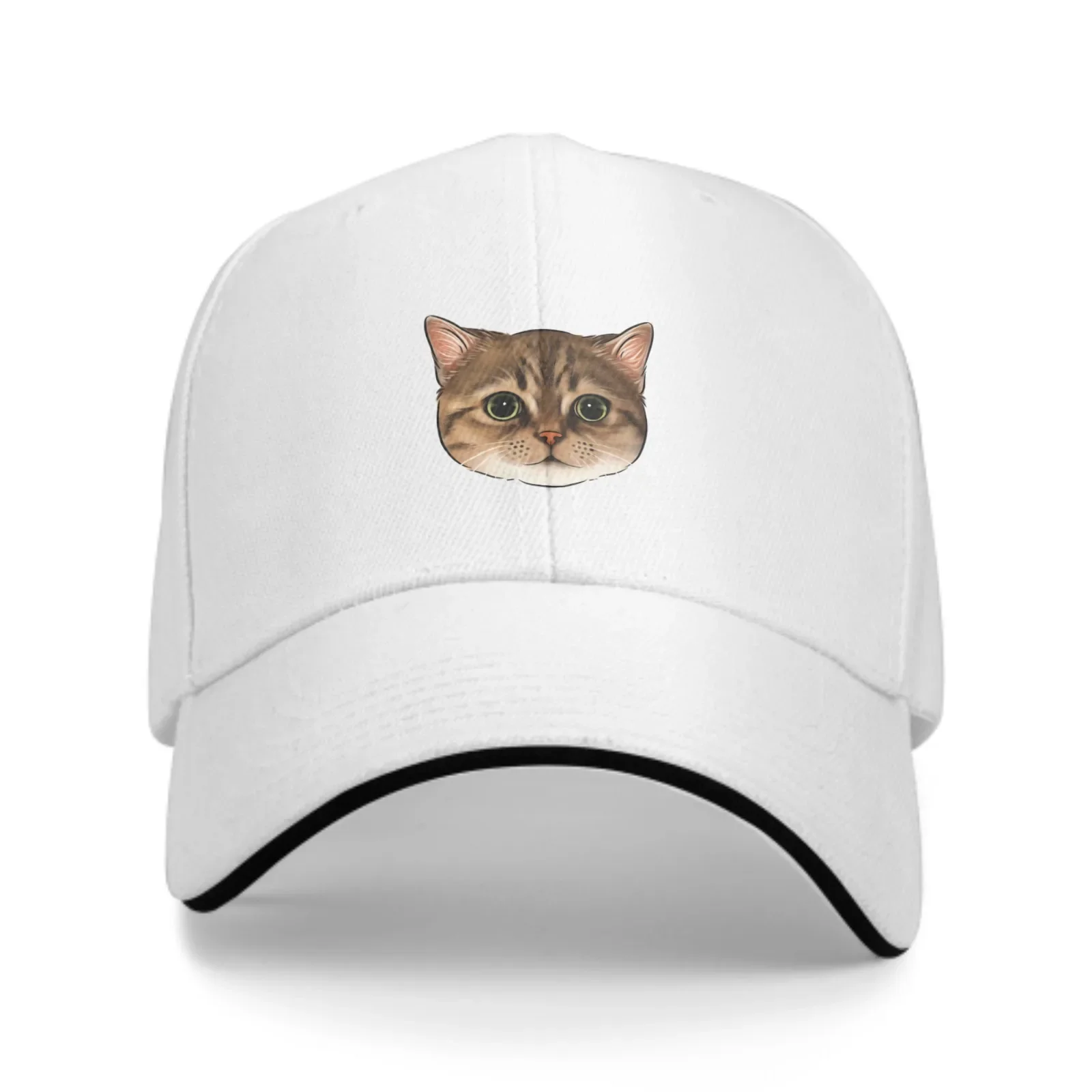 Cat Adjustable Women Men Back Closure Caps Washed Sandwich Caps Sports Outdoor Baseball Hat