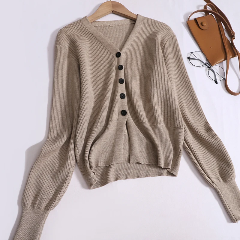 Fashion Pants Suit Vintage Slim-fit V-neck Long-sleeved Sweater Jacket Tops Women Autumn Knitted Wide-leg Trousers Two-piece Set