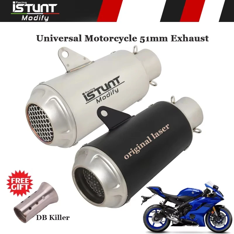 

51mm Universal Motorcycle GP Exhaust Pipe Escape Muffler DB Killer For MT09 GSXR600 R1 S1000RR CBR1000RR Ninja DUKE 390 1290 ATV