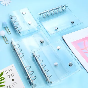 A6 A7 M5 A8 بولي كلوريد الفينيل شفافة مزدوجة زر فضفاض ورقة الموثق غطاء للكمبيوتر الدفتري دفتر مجلة مخطط مكتب لوازم مكتبية